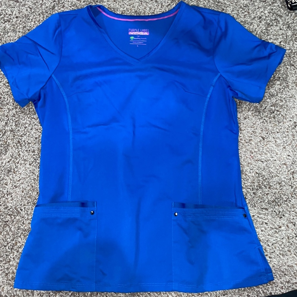EUC Purple Label Yoga by Healing Hands Scrub Top L
